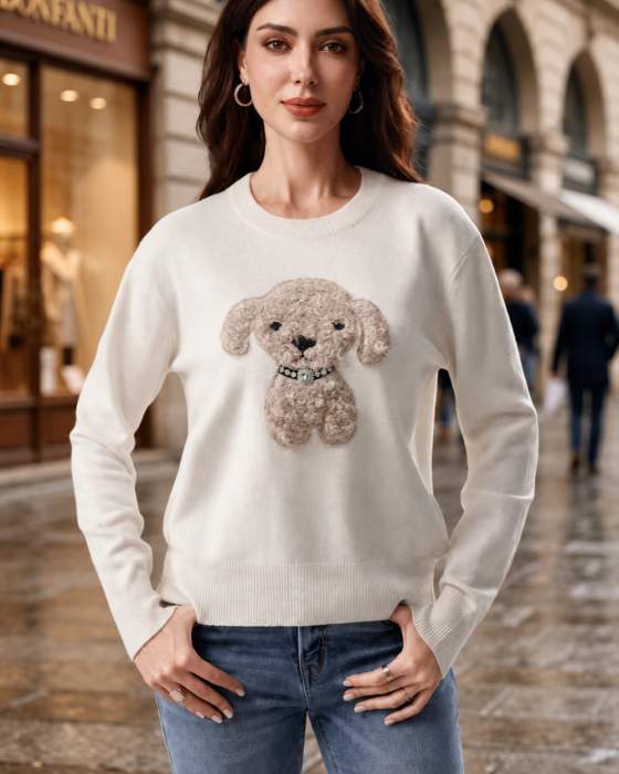 Maglia girocollo con cagnolino