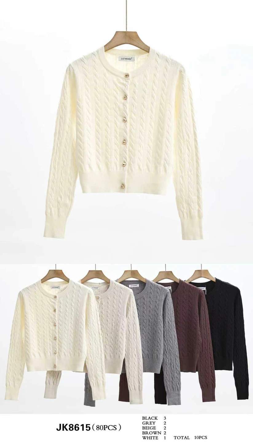 Cardigan donna in maglia a trecce