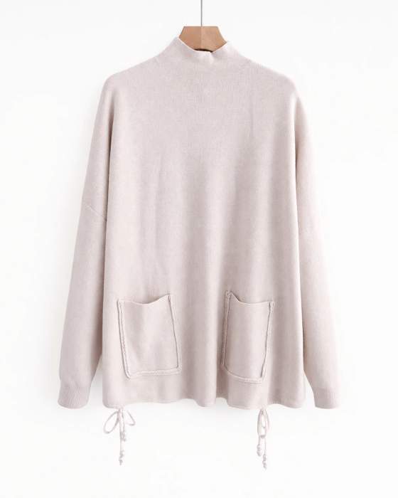 Maglia a collo alto con tasche e coulisse