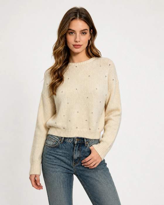 Maglione girocollo decorato