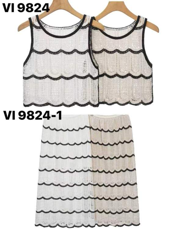 Completo donna con top smanicato e gonna