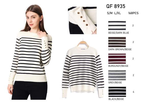 Maglione a righe con bottoni sui polsini