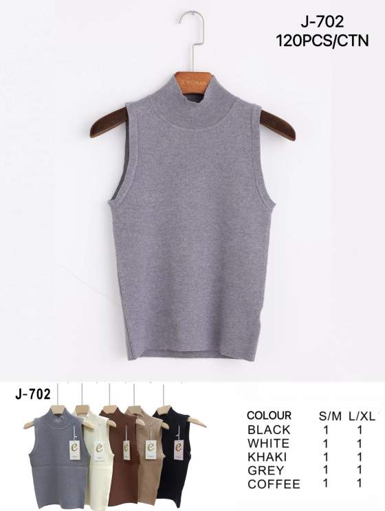 Maglia smanicata a collo alto