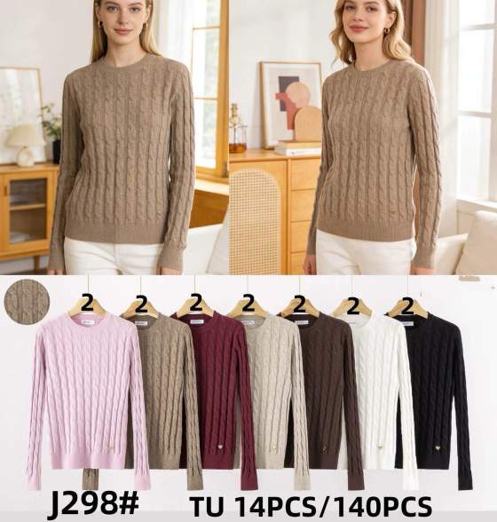 Maglione donna a trecce girocollo