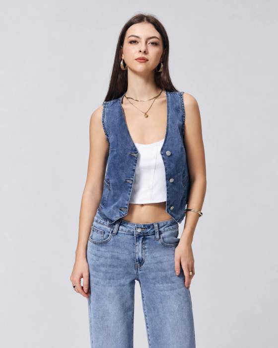 Gilet in denim senza maniche