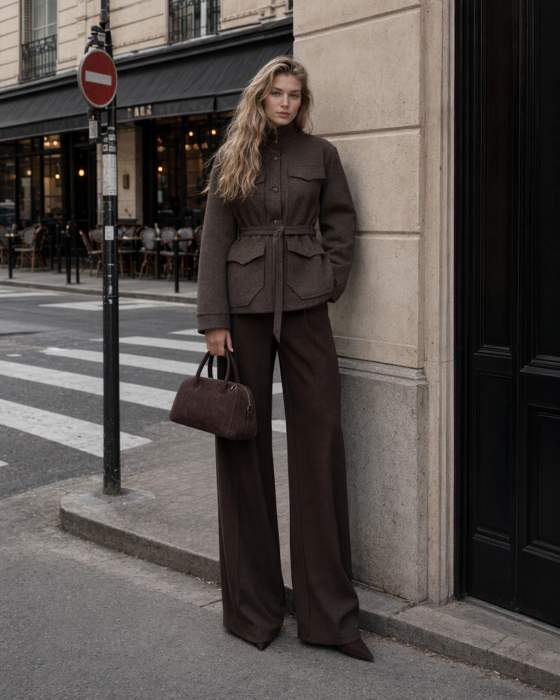 Completo donna con blazer e pantaloni ampi