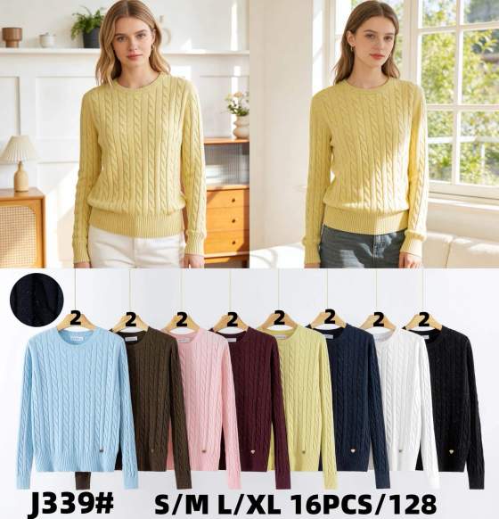 Maglione da donna girocollo a trecce