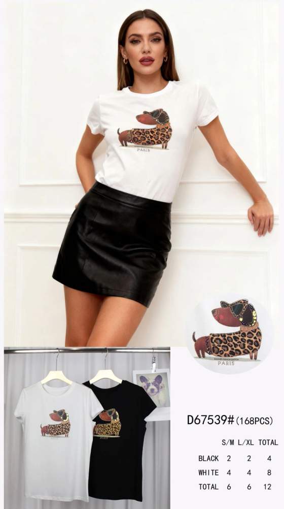 T-shirt con stampa bassotto