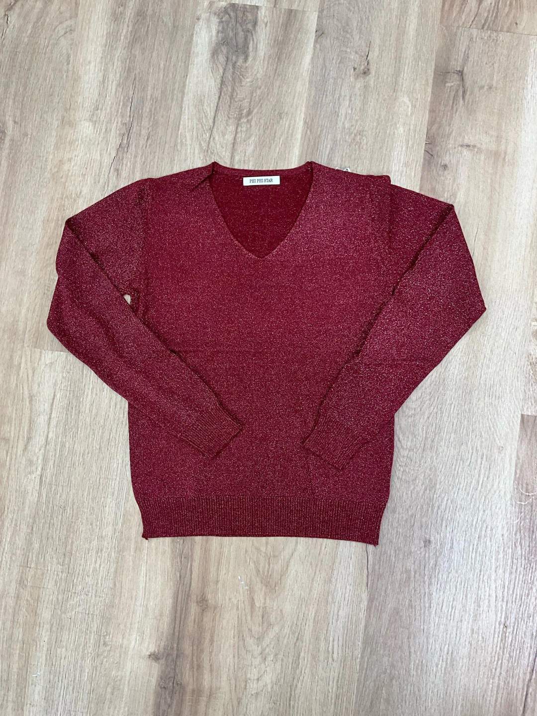 Maglia donna a maniche lunghe con scollo a V