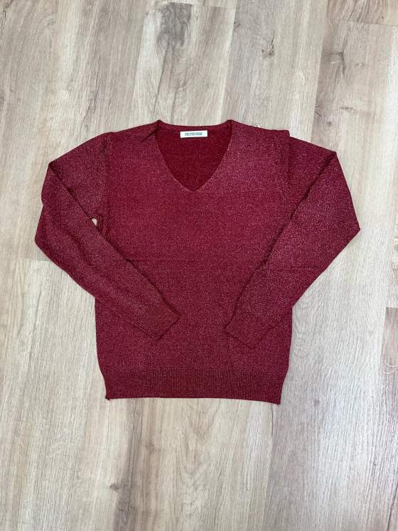 Maglia donna a maniche lunghe con scollo a V
