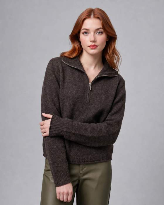 Maglia donna mezza zip