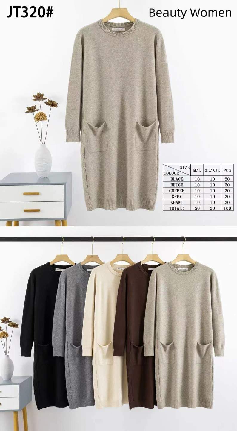 Abito donna in maglia a maniche lunghe