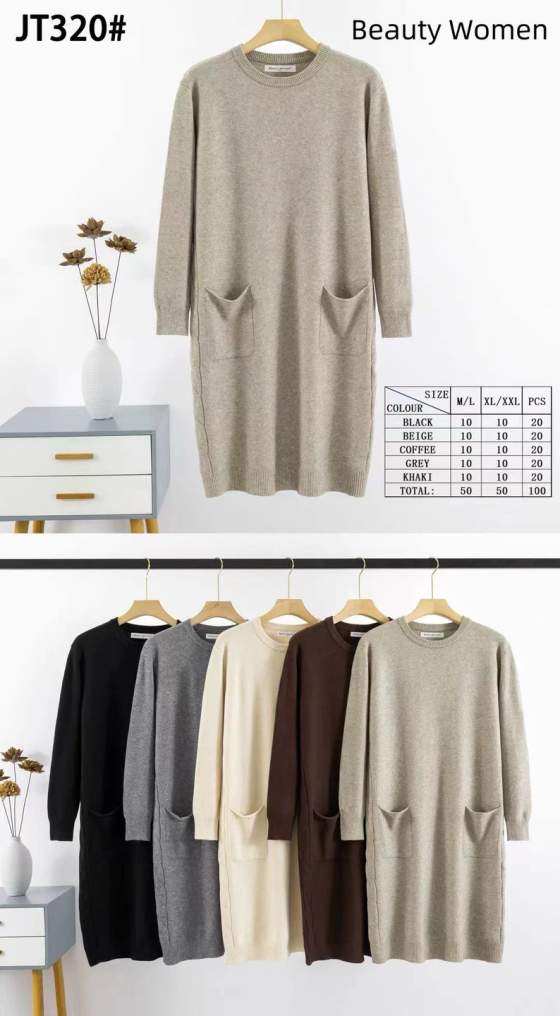 Abito donna in maglia a maniche lunghe