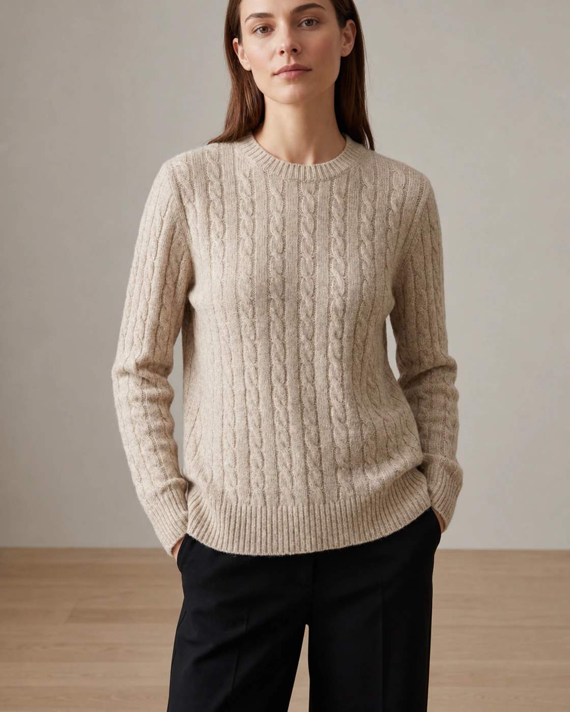 Maglione girocollo a trecce