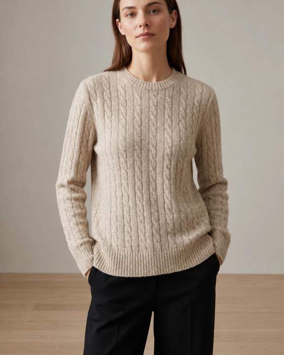 Maglione girocollo a trecce