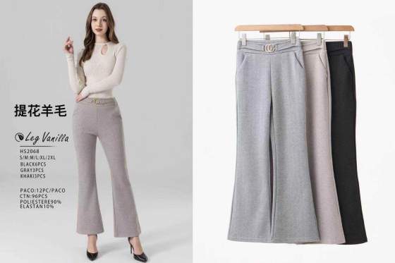 Pantaloni a zampa in lana jacquard