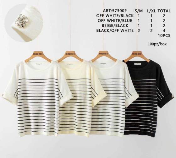 T-shirt a righe con maniche corte