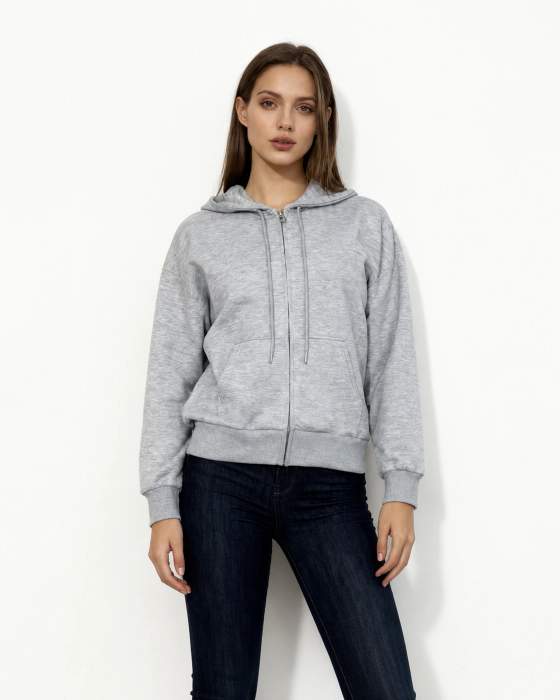 Felpa donna con cappuccio e zip