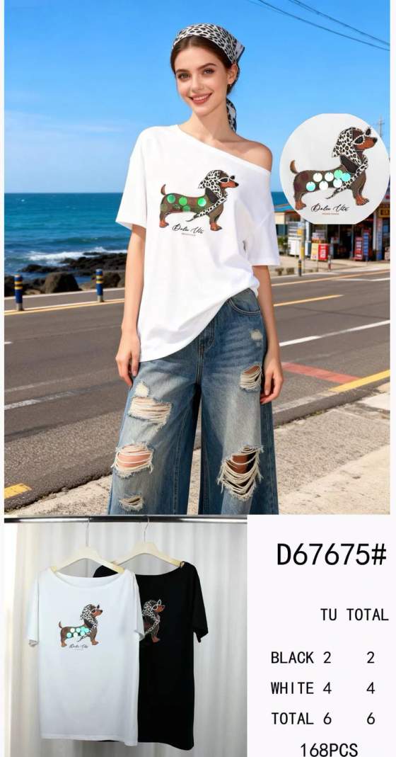 T-shirt con motivo bassotto