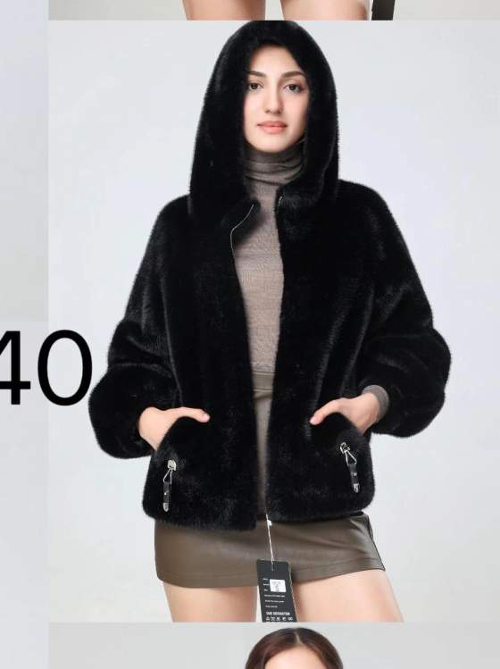 Giacca da donna con cappuccio effetto pelliccia