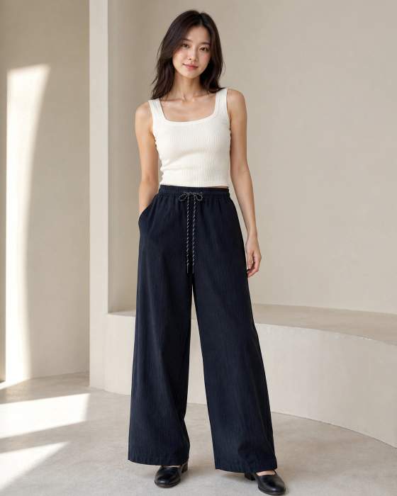 Pantaloni a gamba larga con coulisse