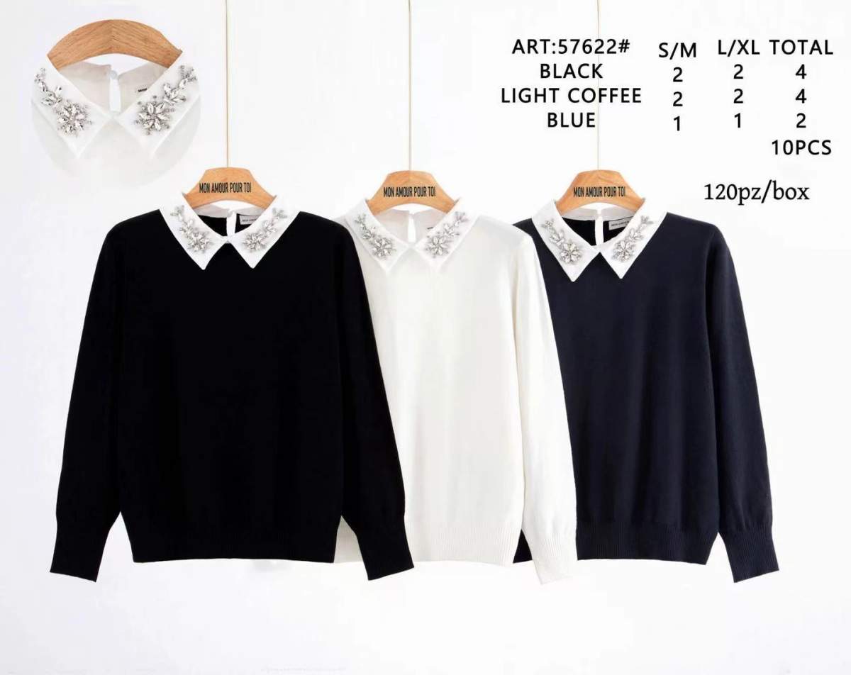 Maglione con colletto decorato