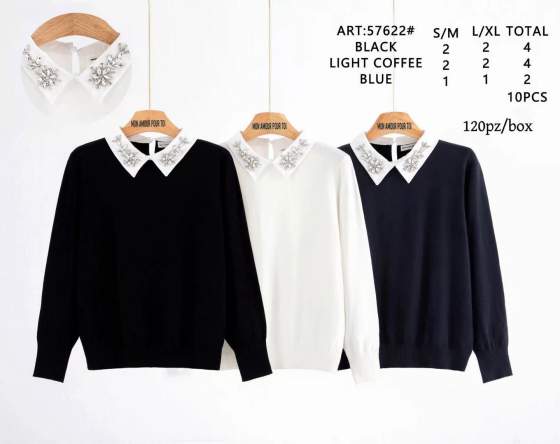 Maglione con colletto decorato