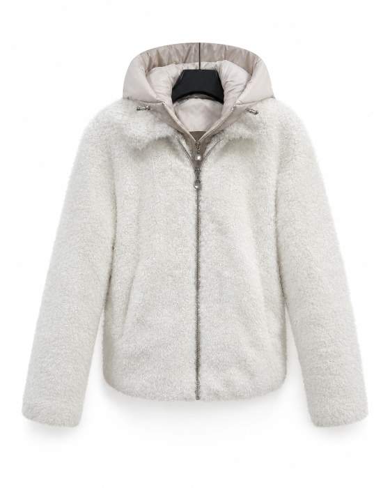 Giacca con cappuccio effetto peluche