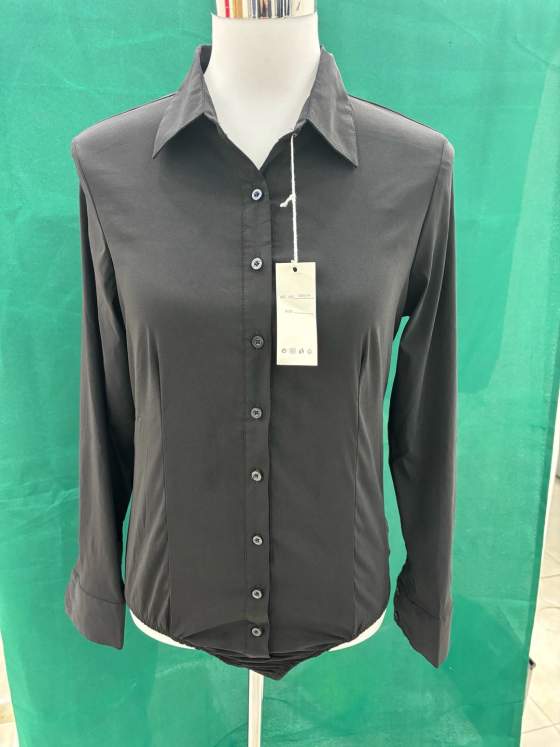 Camicia donna nera a manica lunga