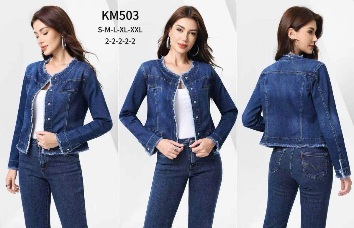 Giacca in denim con bordi sfrangiati