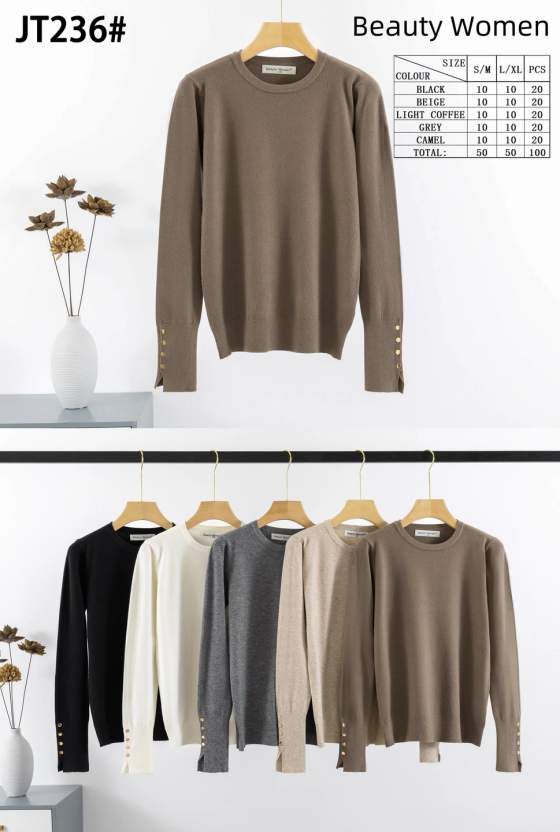 Maglia donna girocollo a maniche lunghe
