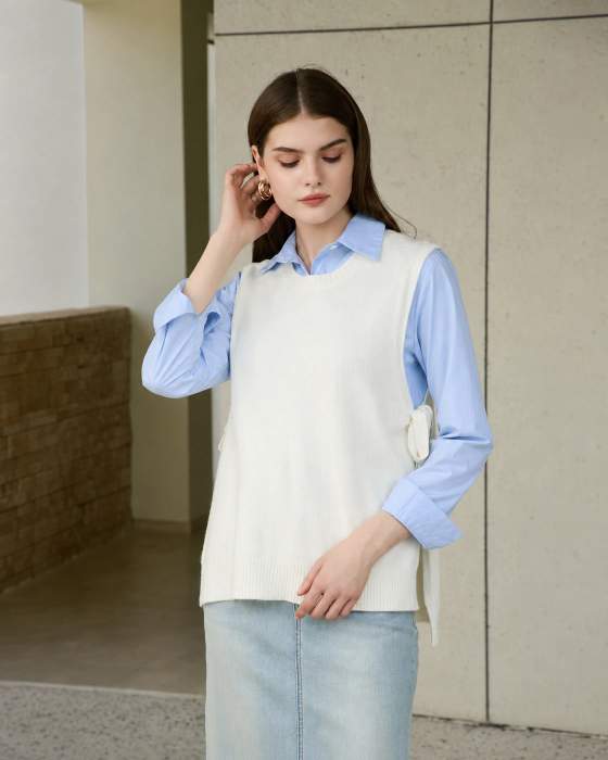 Gilet smanicato in maglia