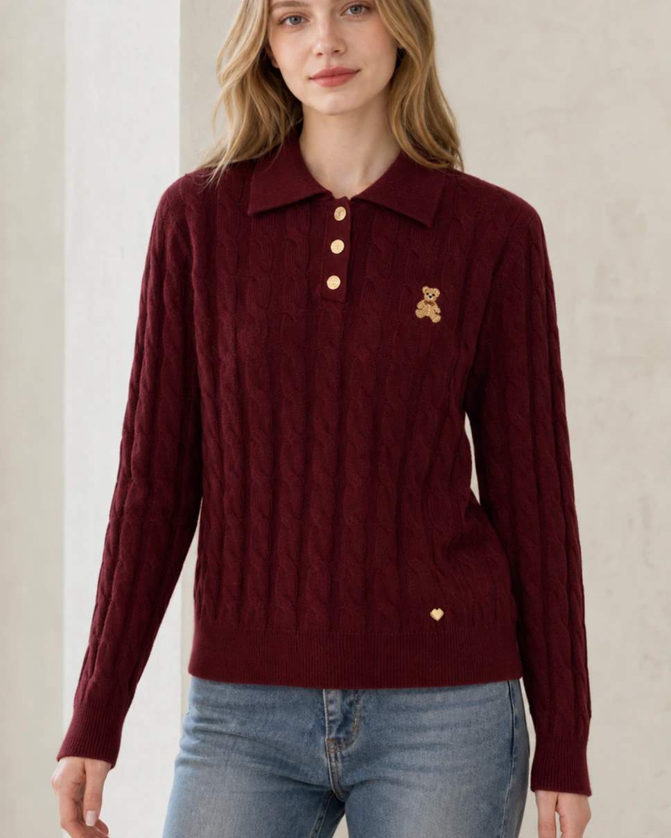 Maglia polo donna a manica lunga