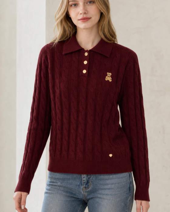 Maglia polo donna a manica lunga