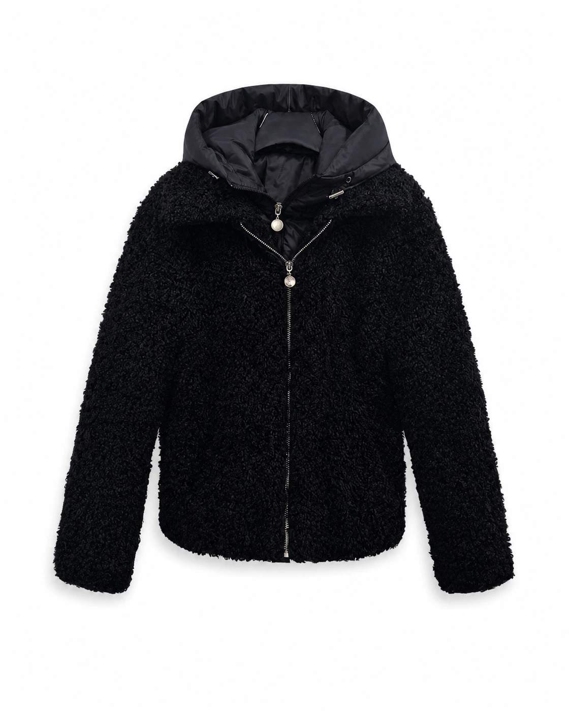 Giacca con cappuccio effetto teddy