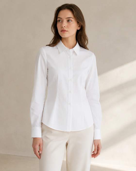 Camicia bianca a righe sottili
