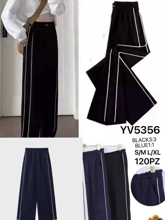 Pantaloni palazzo con profili a contrasto