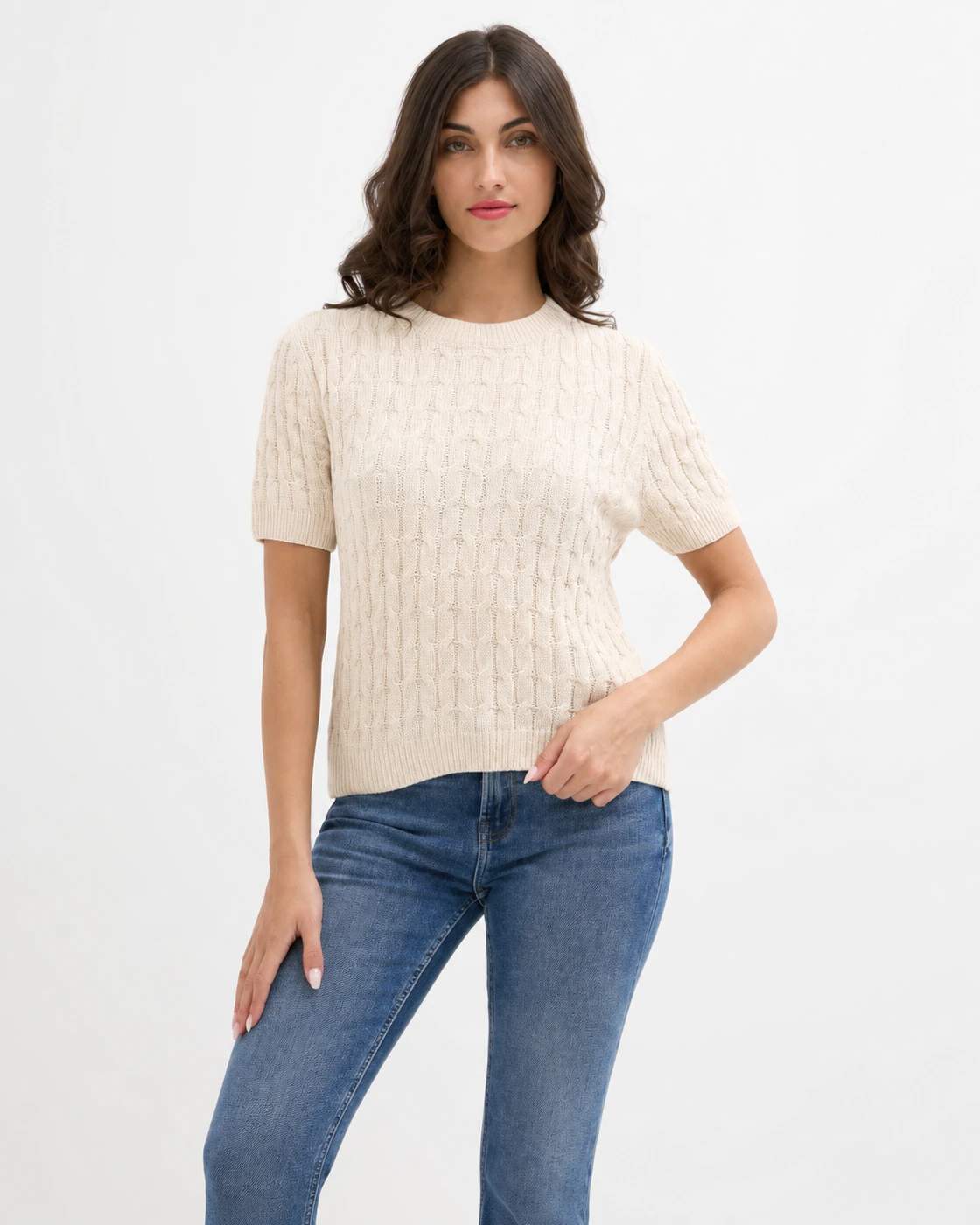 Maglia a maniche corte lavorata