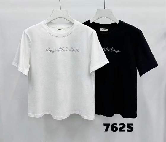 T-shirt da donna a manica corta con scollo rotondo